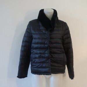 Womens Linda Richards Black Nylon & Rabbit Fur Reversible Jacket S